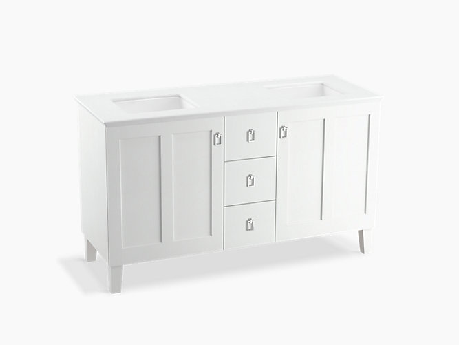 K 99537 Lg Poplin 60 Inch Vanity With Legs 2 Doors 3 Drawers